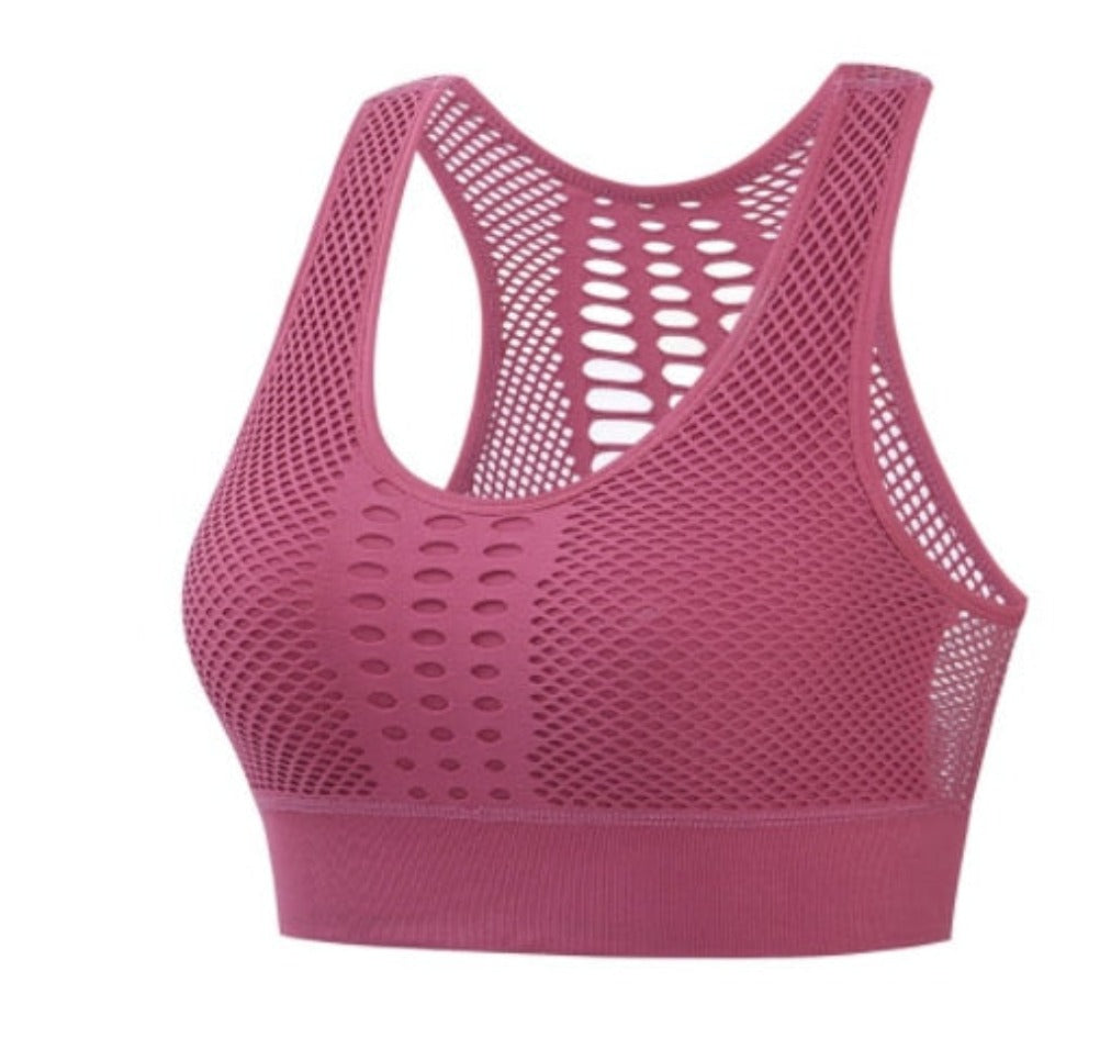 Damen Sport BH ohne Bügel mit push up Atmungsaktiver Microfaser Yoga-BH Nahtlos