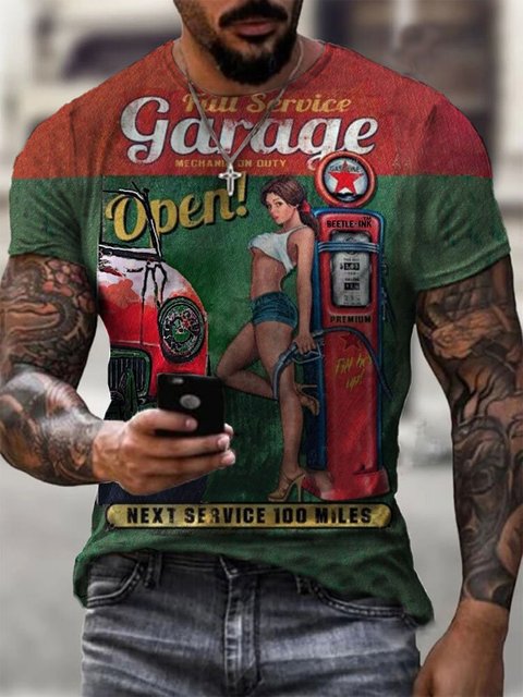 Fashion Herren Vintage Motorsport 3D T-Shirt Rundhals Unisex Sommer Streetwear