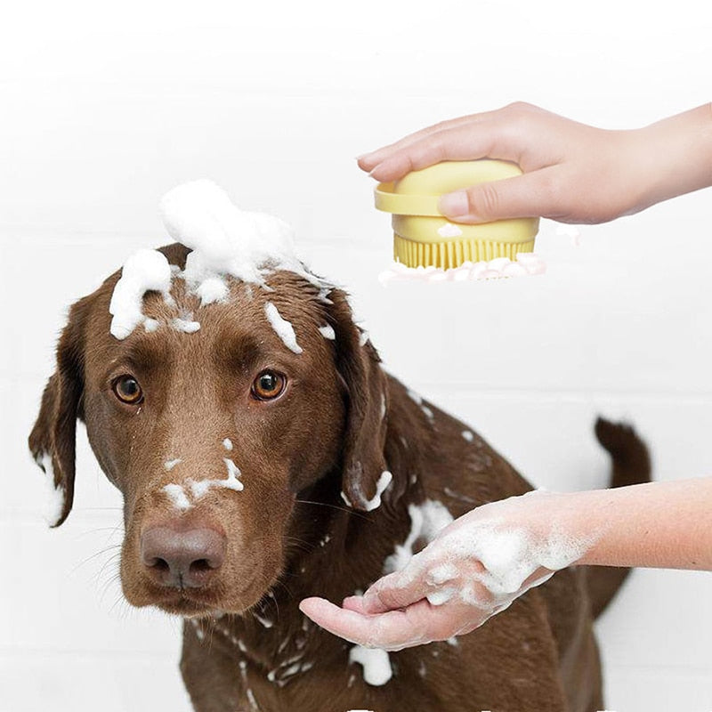 Haustier Massage Bad Bürste Für Hund Katze Shampoo Spender Silikon Waschen Tool