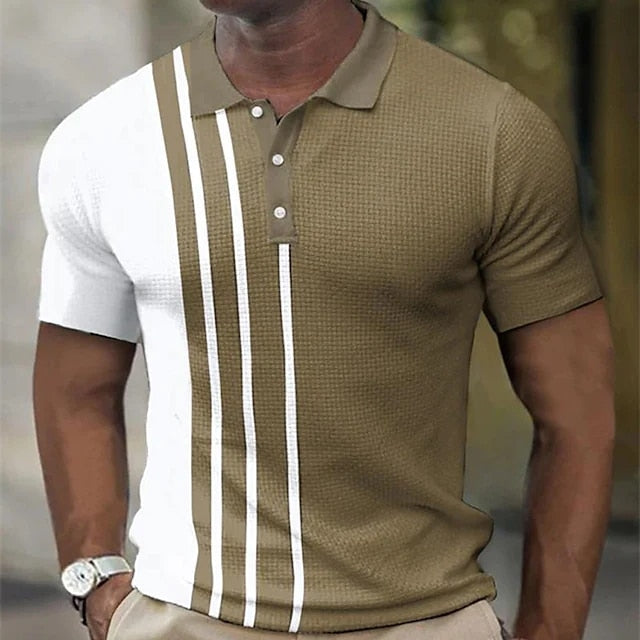 Herren Poloshirt POLO Shirt Zip Kontrast Kragen Kurzarm Slim Fit Hemd Polohemd