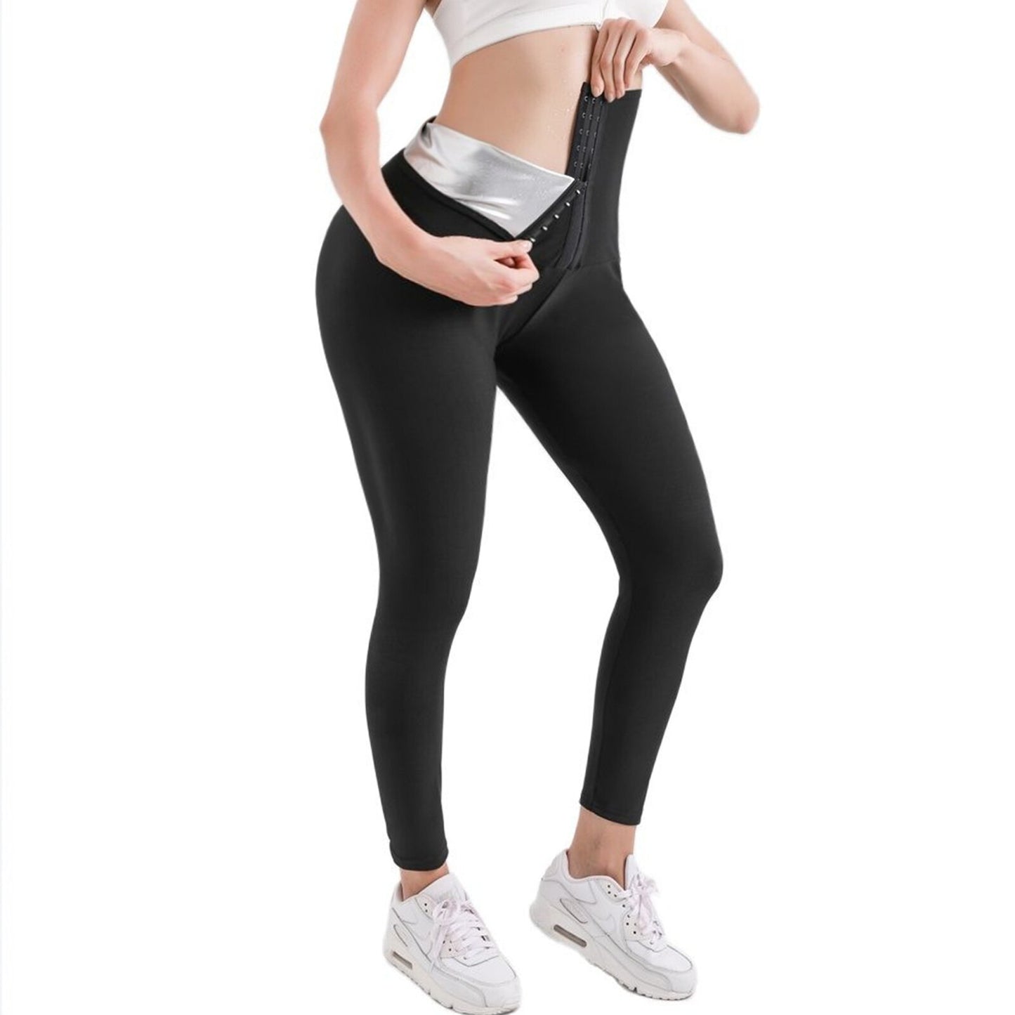 Damen Neopren Sauna Hose Schwitzhose Yogahose Thermoeffekt Abnehmen Hose Leggins