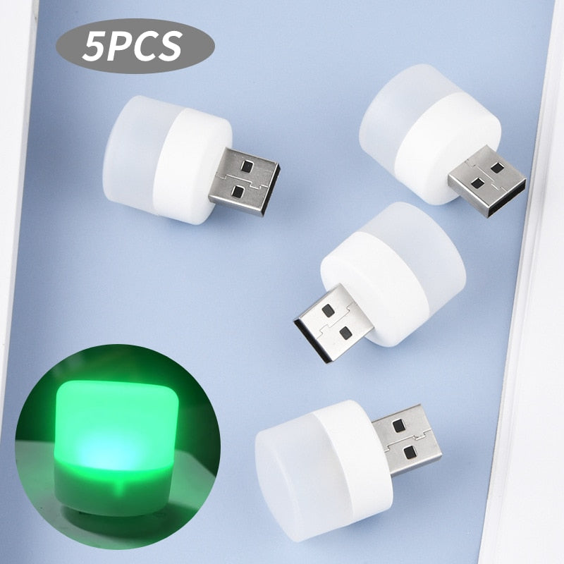 5Stk Mini USB LED Nachtlicht Augenschutz Lampe Computer Nachtlampe Warmweiß