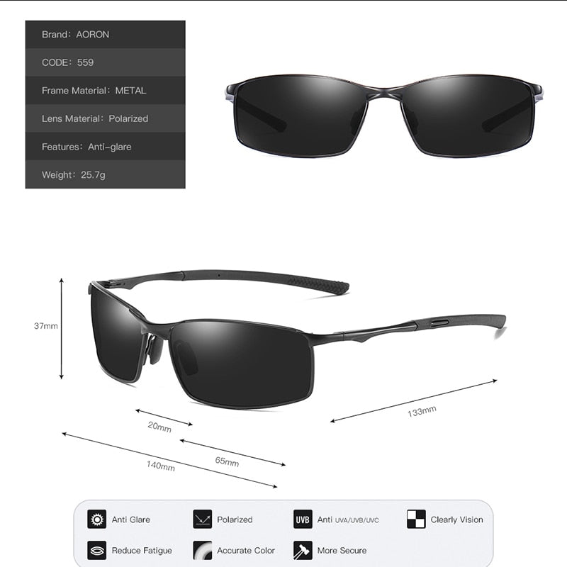 Aluminium Herren Sonnenbrille Polarisiert UV400 Schutz HD Fahren Pilotenbrille