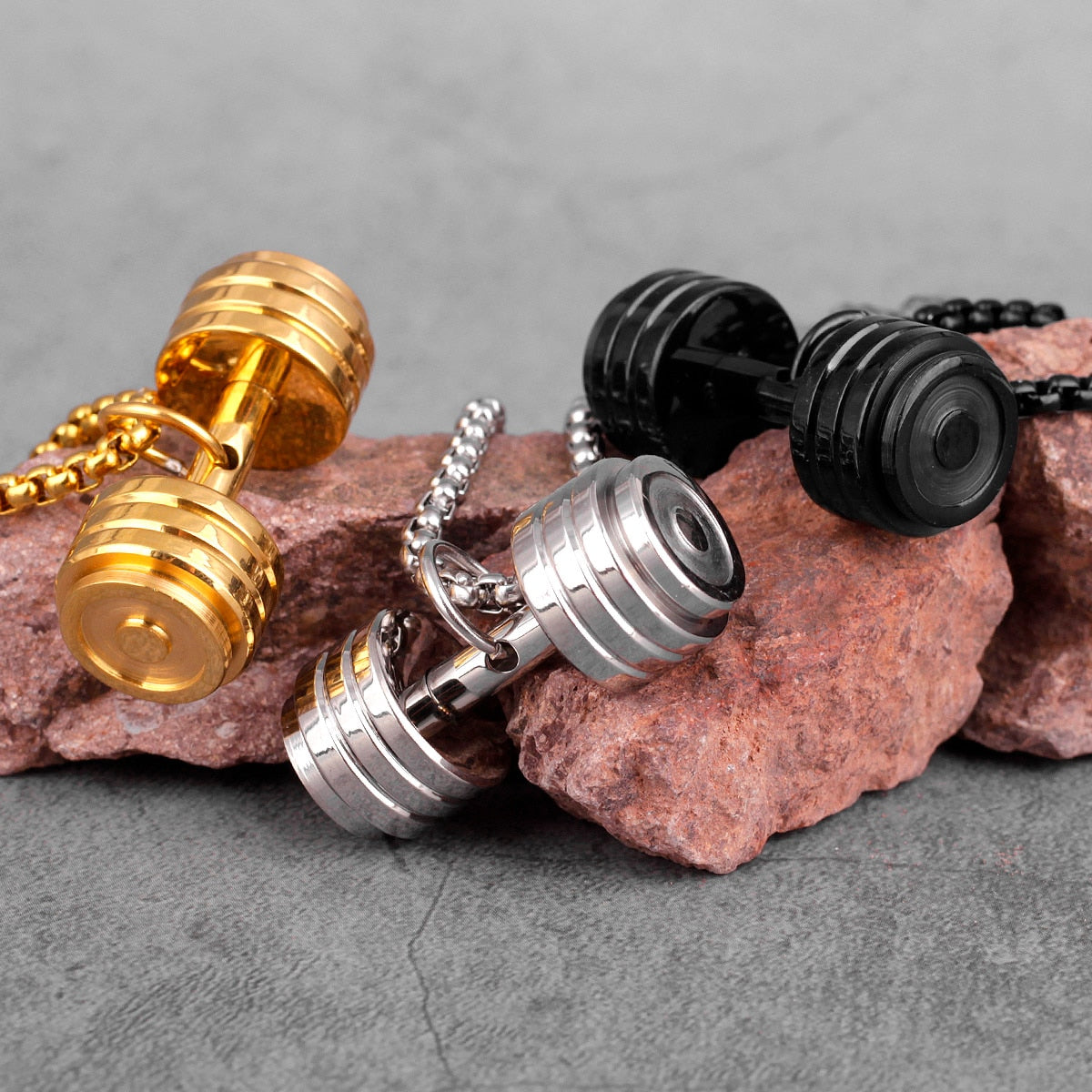 Halskette Anhänger Edelstahl Hantel Scheibe Gewicht Fitness Gym Bodybuilding Schmuck Geschenk
