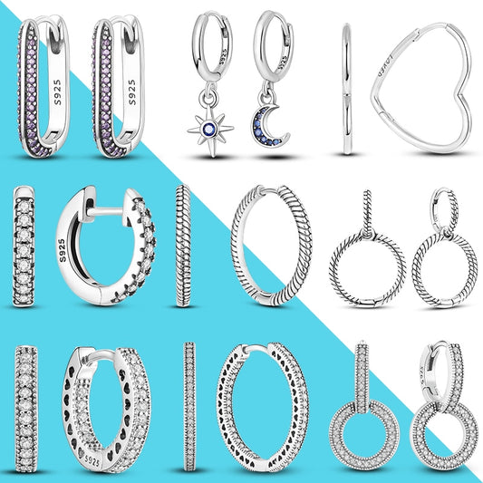 1 Paar Creolen aus 925 sterling Silber Ohrringe Ohrschmuck Zirkonia Ohrstecker