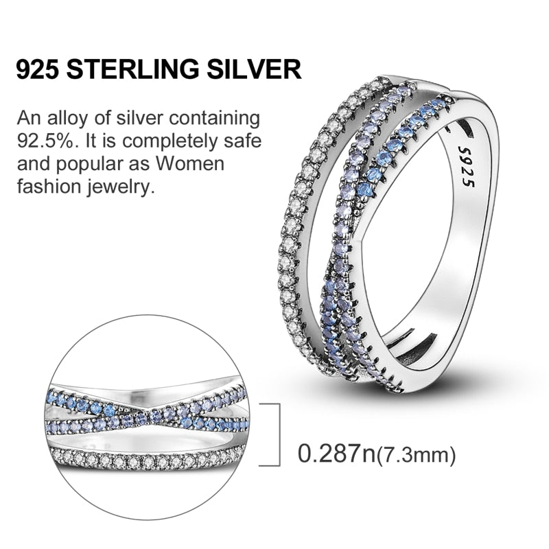 Massiv Sterling Silber 925 Ring filigran Fashion Damenring mit AAA Zirkonia