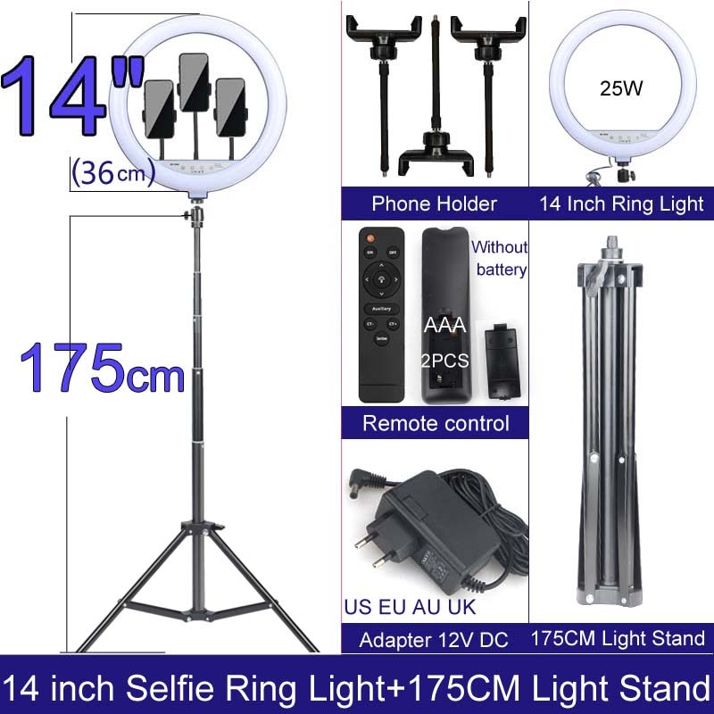 Selfie Ringlicht mit Stativ-Ständer 10 12 14 Inch Dimmbare LED Ring Fotografie