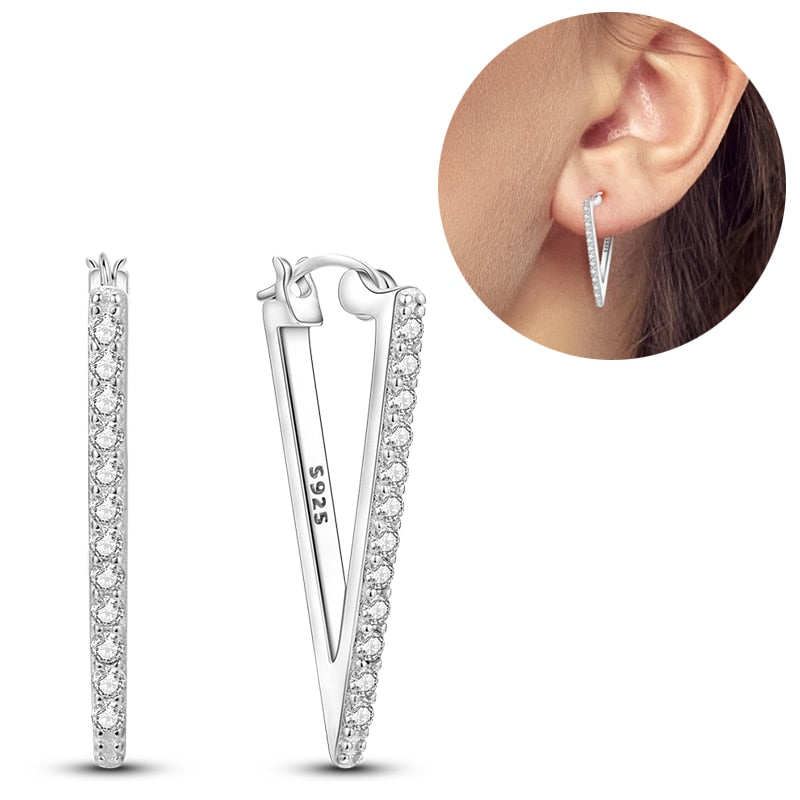 1 Paar Creolen aus 925 sterling Silber Ohrringe Ohrschmuck Zirkonia Ohrstecker