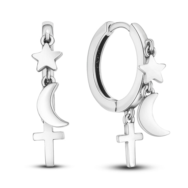 1 Paar Creolen aus 925 sterling Silber Ohrringe Ohrschmuck Zirkonia Ohrstecker