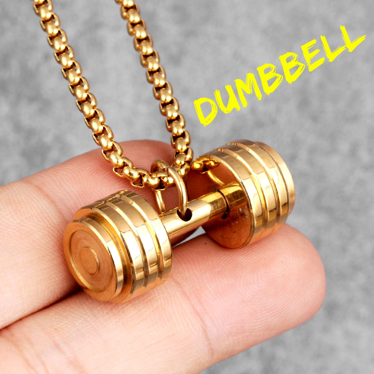Halskette Anhänger Edelstahl Hantel Scheibe Gewicht Fitness Gym Bodybuilding Schmuck Geschenk