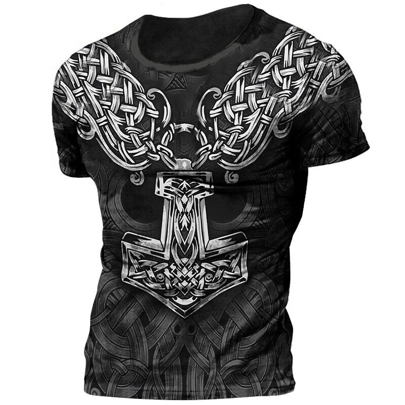 Männer Vikings Symbol Retro Vintage 3D T-Shirt Rundhals Unisex  Streetwear