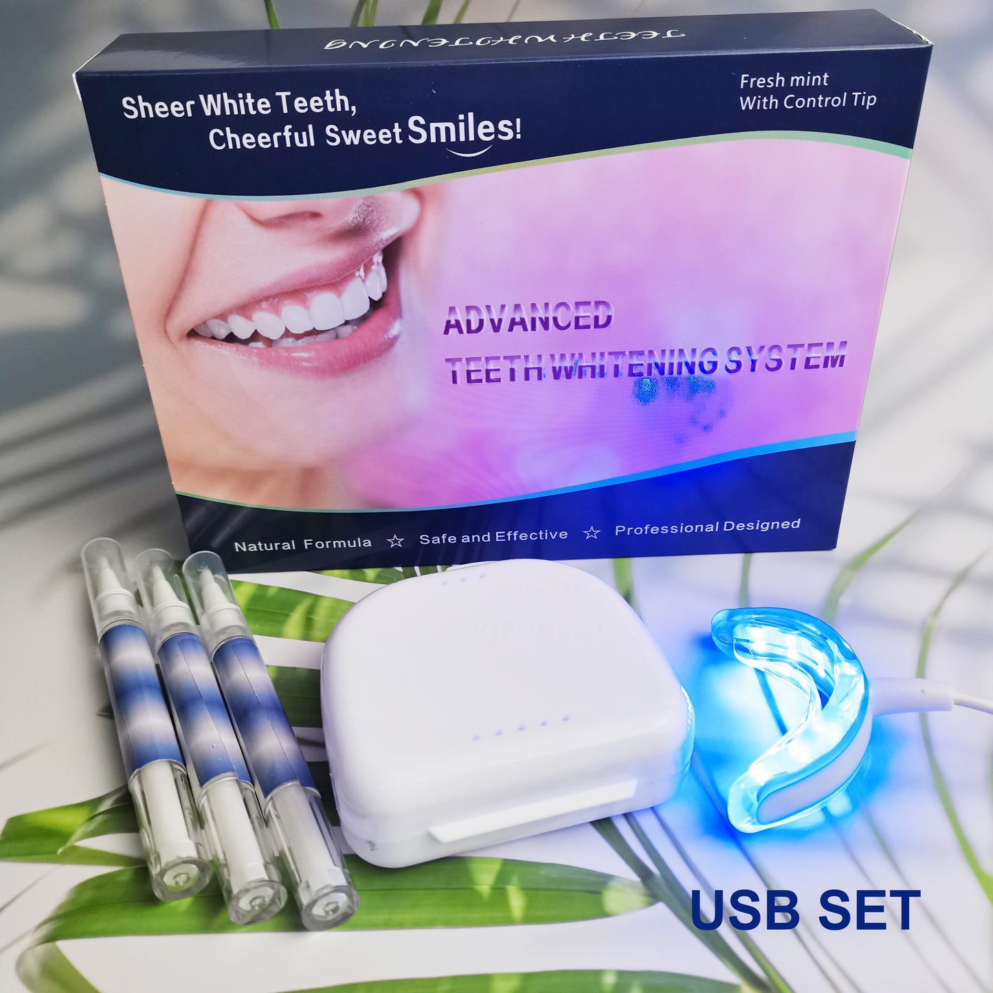 Professionelle Zahnaufhellung mit Gel Teethwhitening Kit, UV-LED bleaching Set