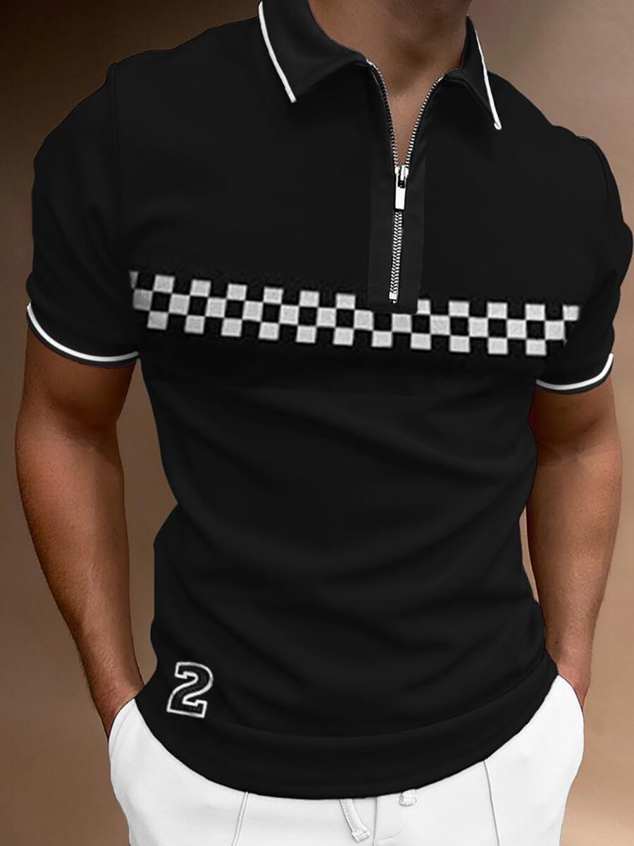 Herren Poloshirt Kontrast Kragen Polo Kurzarm Slim Fit Hemd Polohemd T-Shirt NEU