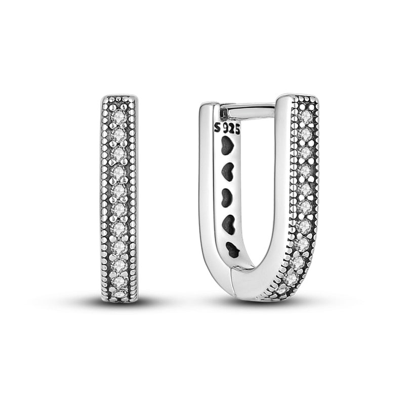 1 Paar Creolen aus 925 sterling Silber Ohrringe Ohrschmuck Zirkonia Ohrstecker