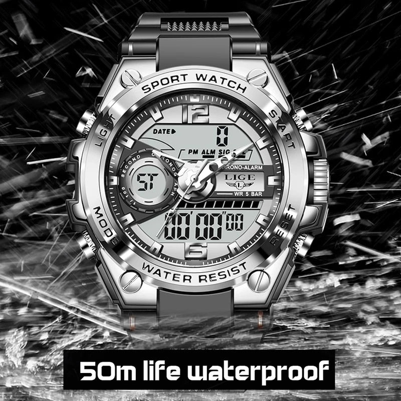 Orologio Uomo Quarzo Acciaio Inossidabile Orologio digitale Cronografo sportivo