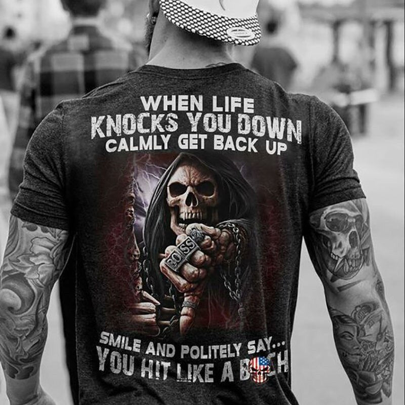 Fashion Herren Vikings Horror Skull 3D T-Shirt Rundhals Unisex Sommer Streetwear