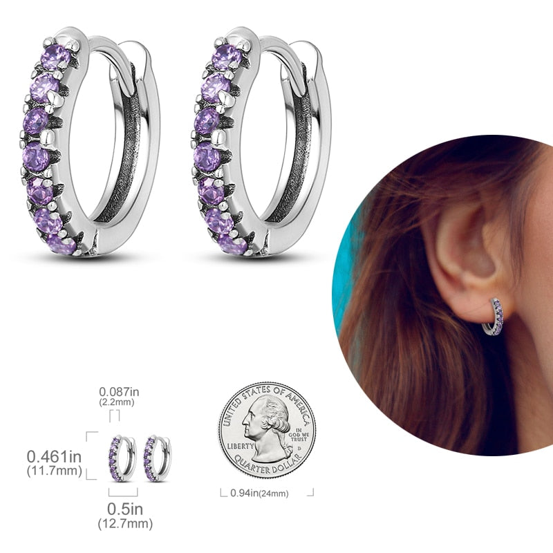 1 Paar Creolen aus 925 sterling Silber Ohrringe Ohrschmuck Zirkonia Ohrstecker