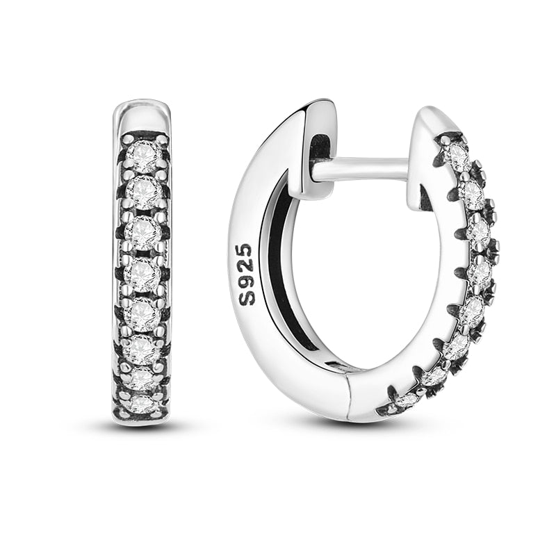 1 Paar Creolen aus 925 sterling Silber Ohrringe Ohrschmuck Zirkonia Ohrstecker