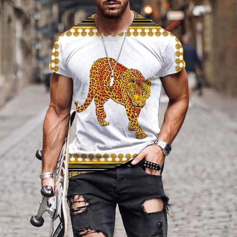 Herren Fashion Barock Stil 3D T-Shirt Rundhals Unisex Sommer Streetwear
