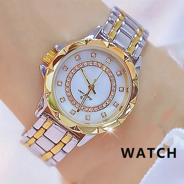 Damen Armband Uhr Mode Fashion Strass Luxus Chronograph Business Schmuck