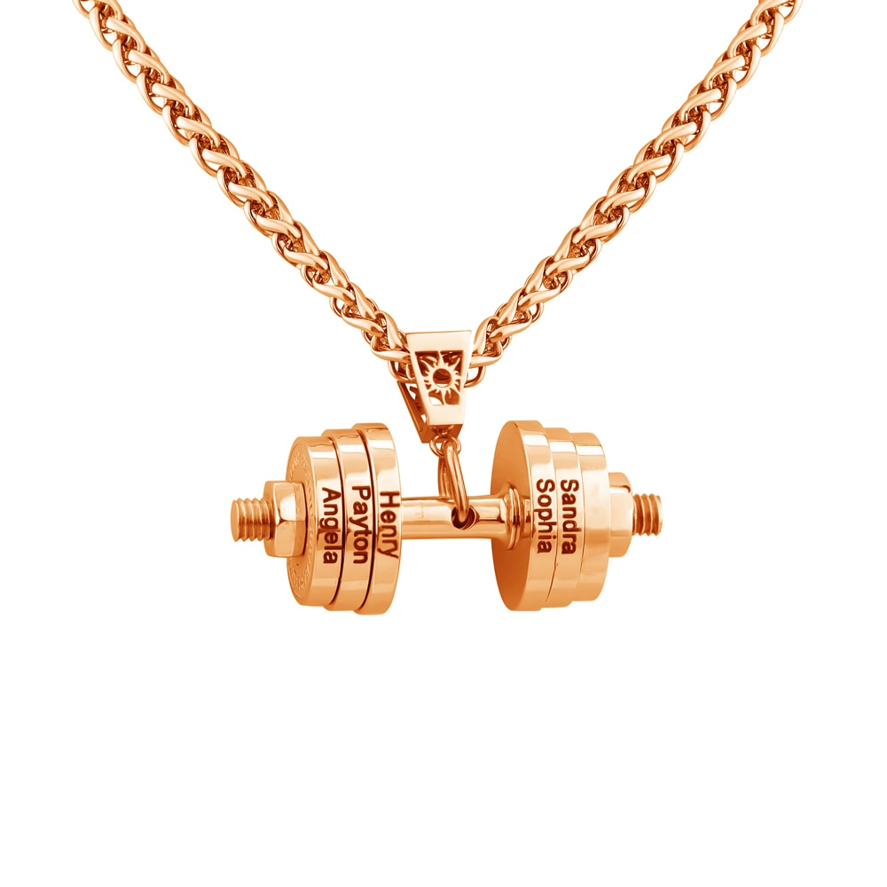 Halskette + Anhänger Edelstahl Hantel Scheibe Gewicht Fitness Gym Bodybuilding Schmuck Geschenk