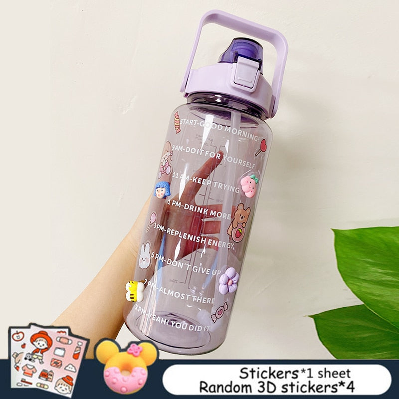 2L Trinkflasche Sportflasche Wasserflasche Getränkeflasche BPA-frei Tritanflasche