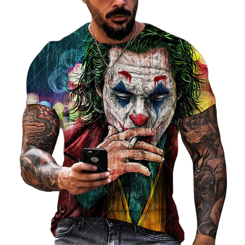 Herren Fashion Vintage  Joker 3D T-Shirt Rundhals Unisex Sommer Streetwear