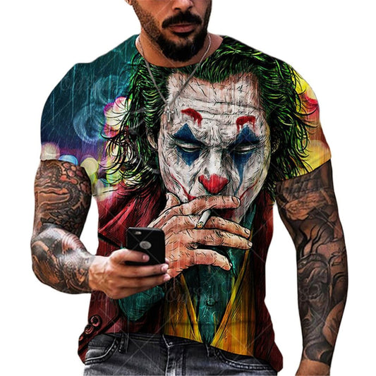 Herren Fashion Vintage  Joker 3D T-Shirt Rundhals Unisex Sommer Streetwear