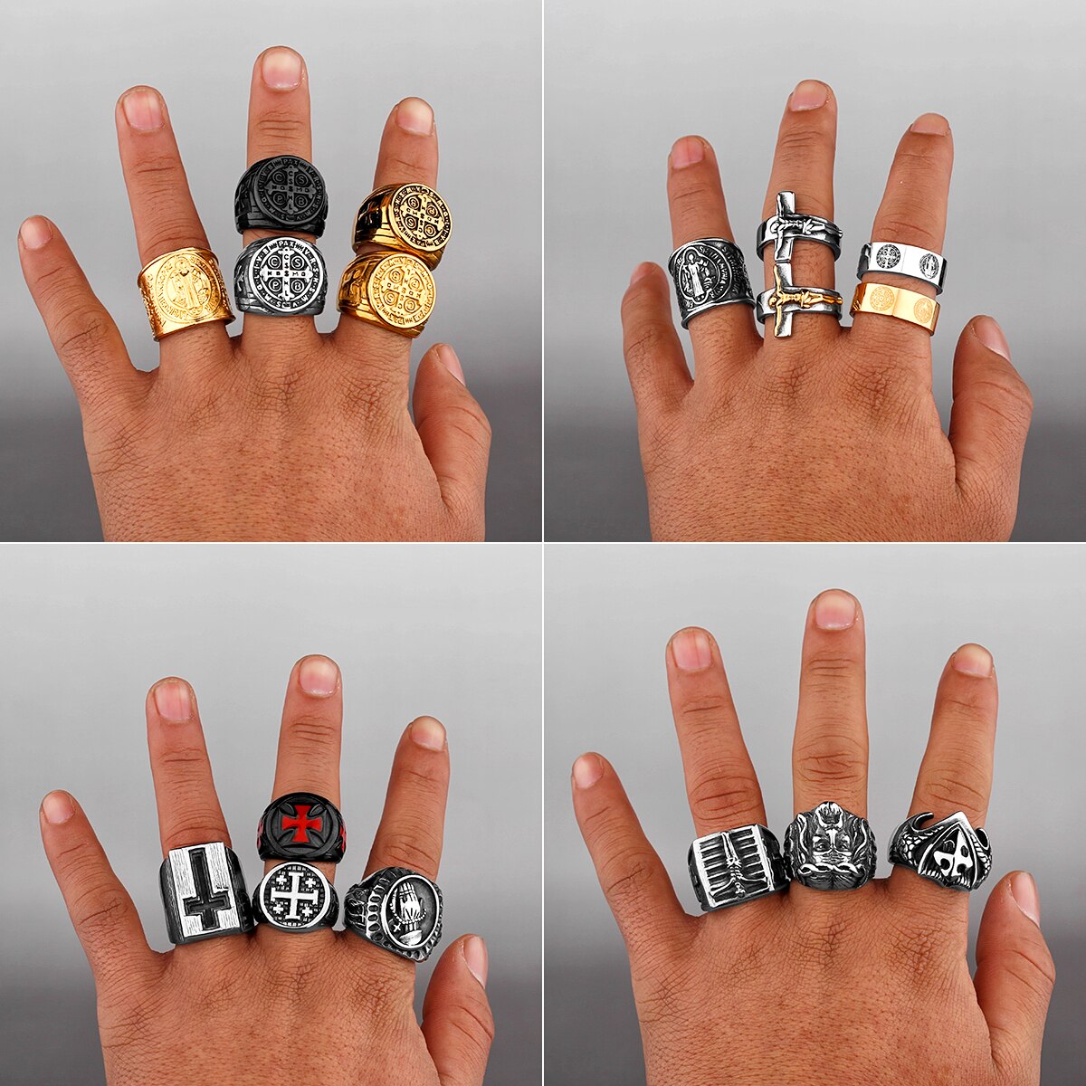 Edelstahl Herren & Damen Biker Rocker Spinning Ring Silber Skull Gothic