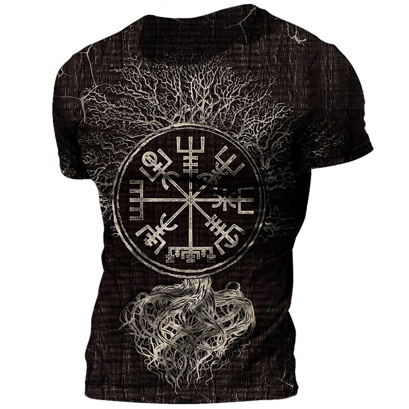 Vikings Herren Tattoo 3D T-Shirt Rundhals Unisex Sommer Streetwear