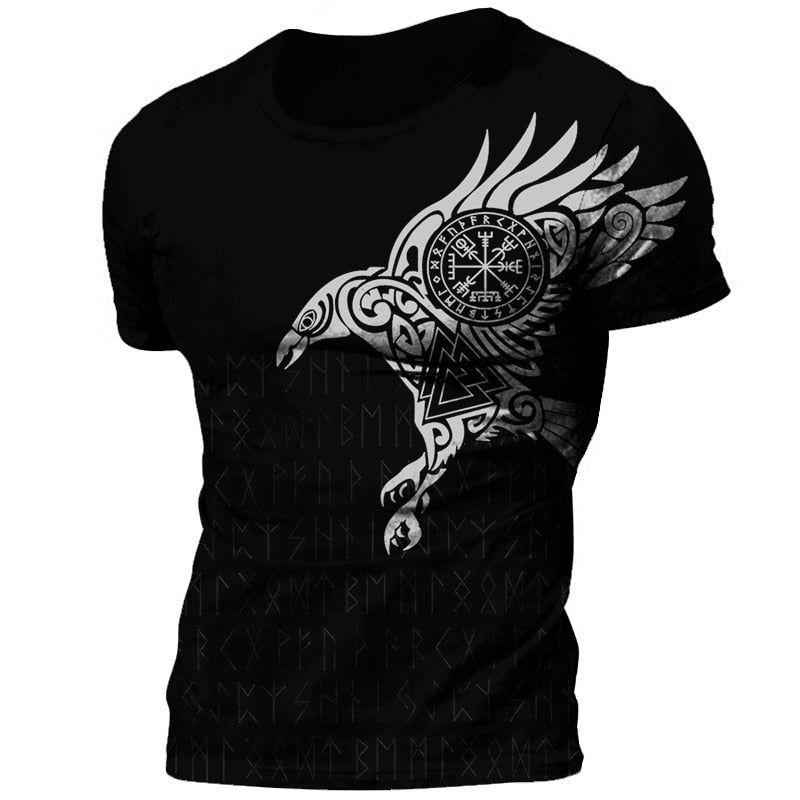 Herren Viking Tattoo 3D T-Shirt Rundhals Unisex Sommer Streetwear