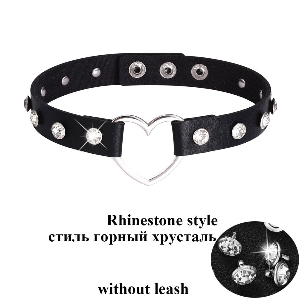 Frauen Sexy Punk Leder Dessous Halsband O-Ring Gürtelschnalle Halskette