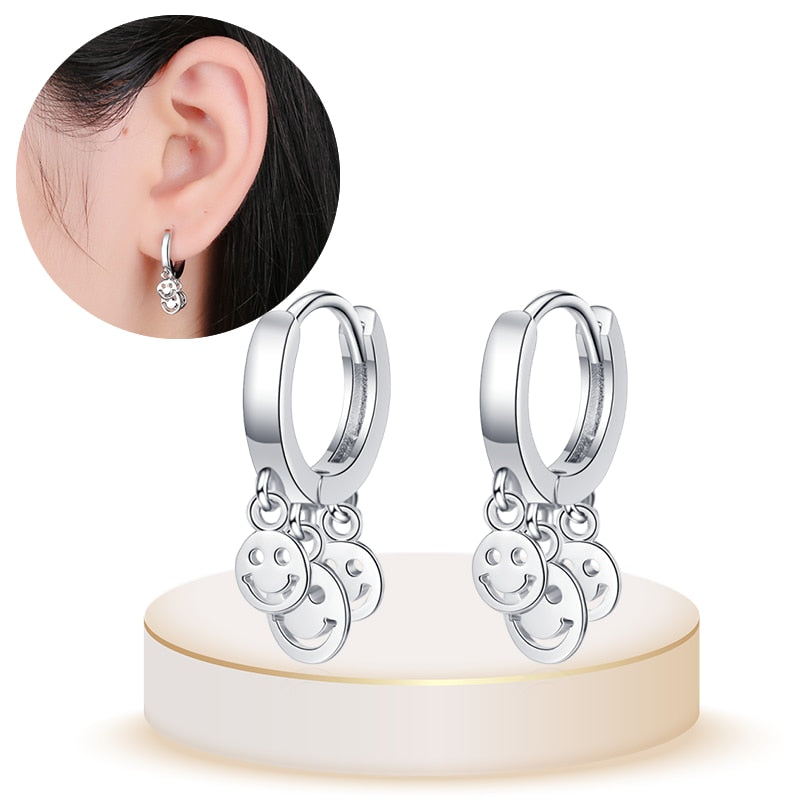 1 Paar Creolen aus 925 sterling Silber Ohrringe Ohrschmuck Zirkonia Ohrstecker
