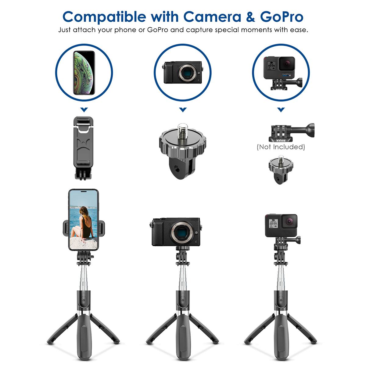 4 In1 Wireless Bluetooth Selfie Stick faltbares Mini-Stativ Universal Smartphone