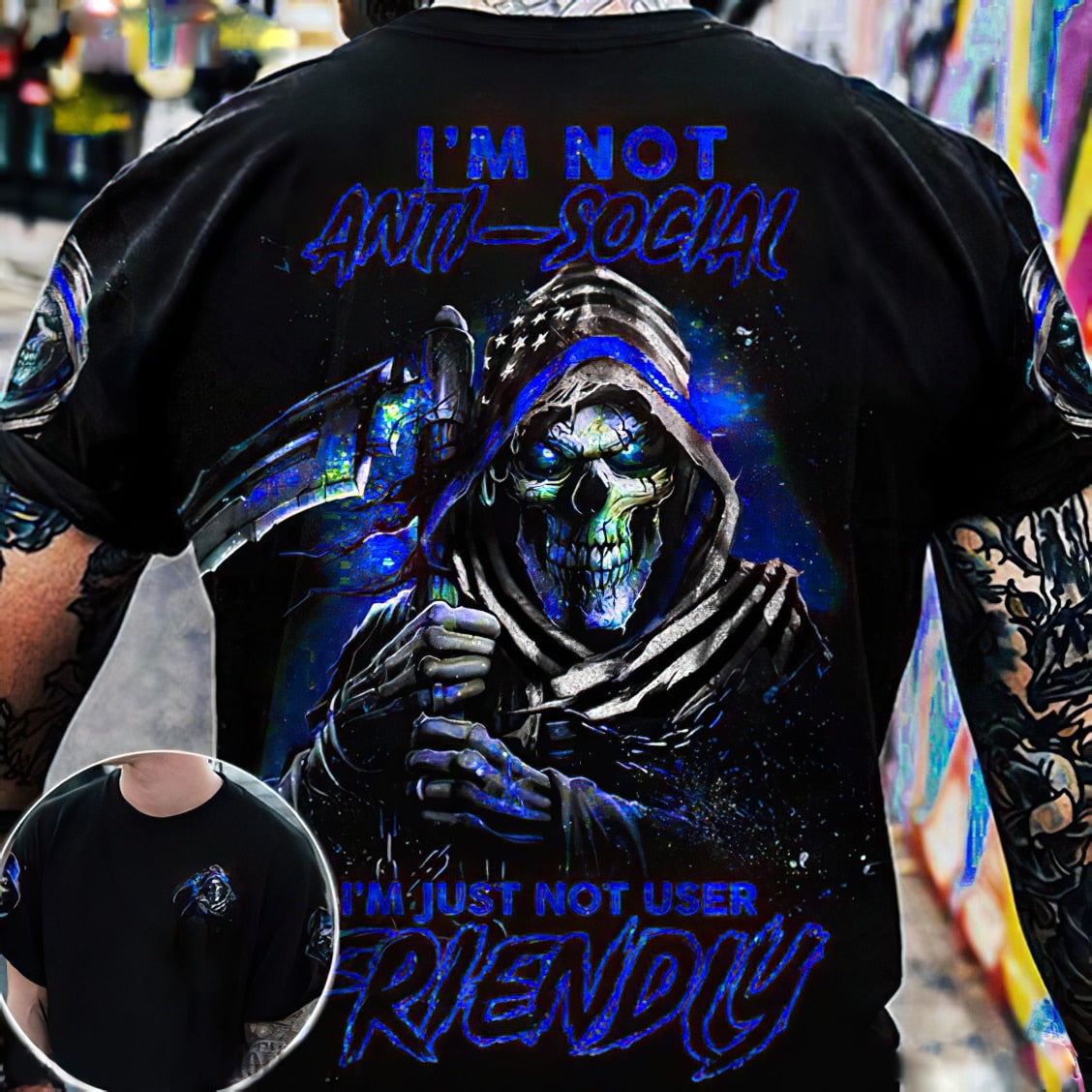 Herren Metal Skull 3D T-Shirt Rundhals Unisex Sommer Streetwear
