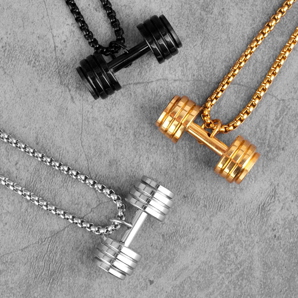 Halskette Anhänger Edelstahl Hantel Scheibe Gewicht Fitness Gym Bodybuilding Schmuck Geschenk