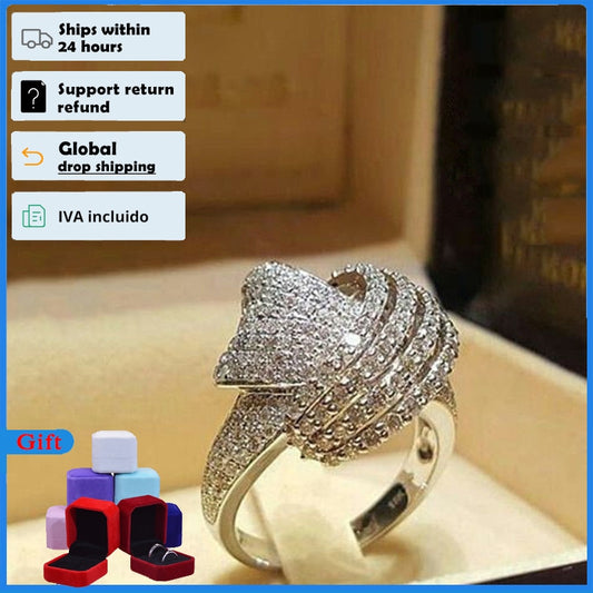 Massiv Sterling Silber 925 Ring filigran Fashion Damenring mit 3A Zirkonia