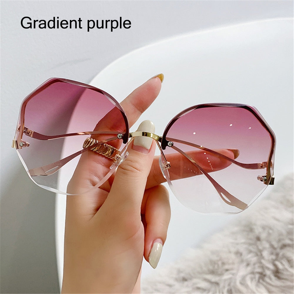 Damen Herren Randlose Sonnenbrille Luxus Shades UV400 Brillen Sonnenbrillen Neu