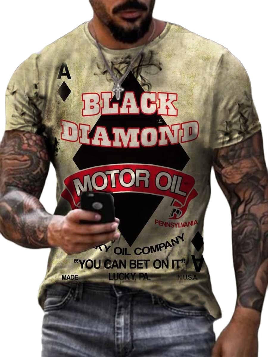 Fashion Herren Vintage Motorsport 3D T-Shirt Rundhals Unisex Sommer Streetwear