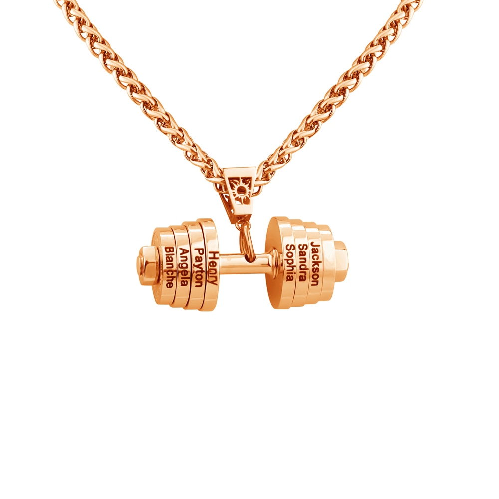 Halskette + Anhänger Edelstahl Hantel Scheibe Gewicht Fitness Gym Bodybuilding Schmuck Geschenk