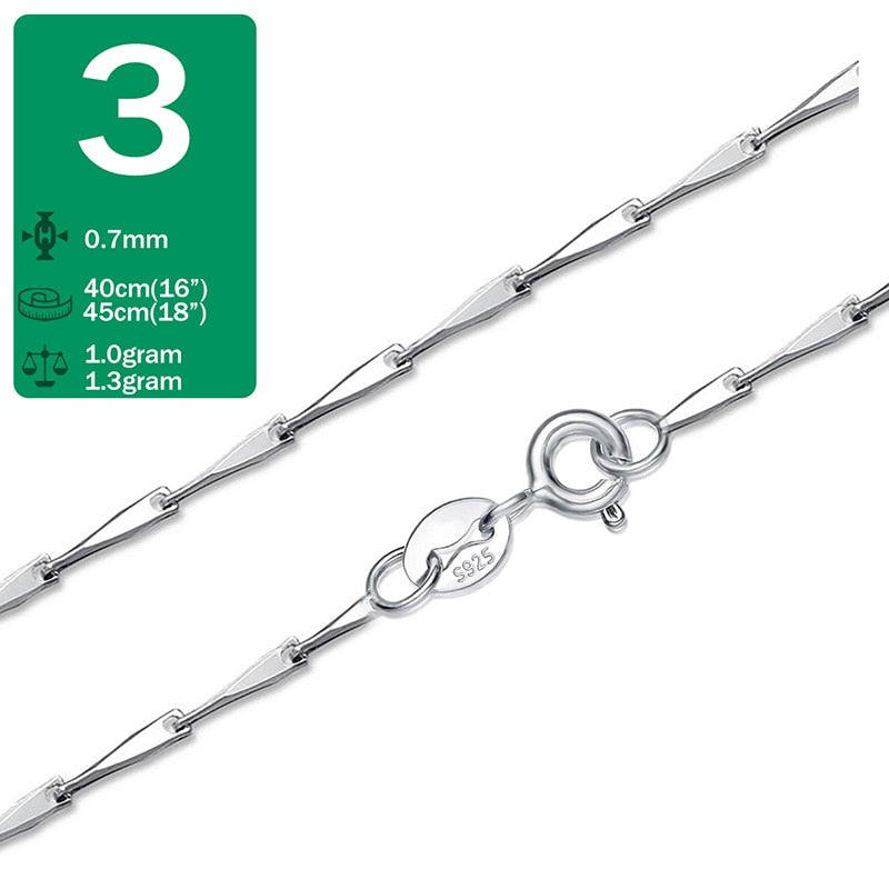 Damen Fashion Halskette aus echtem 925er Sterling silber Panzerkette 40 cm/45 cm 0,8 mm