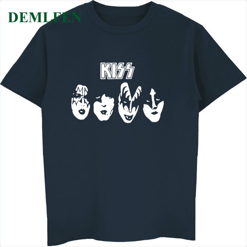 Herren Kiss Rock Band T-Shirt Rundhals Unisex Sommer Streetwear 100% Baumwolle