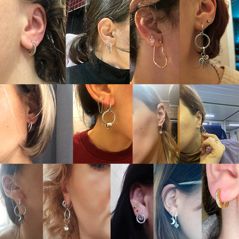 1 Paar Creolen aus 925 sterling Silber Ohrringe Ohrschmuck Zirkonia Ohrstecker
