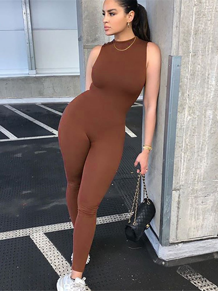 Damen Bodycon Overall Jumpsuit Streetwear Fitness-Strampler Playsuit