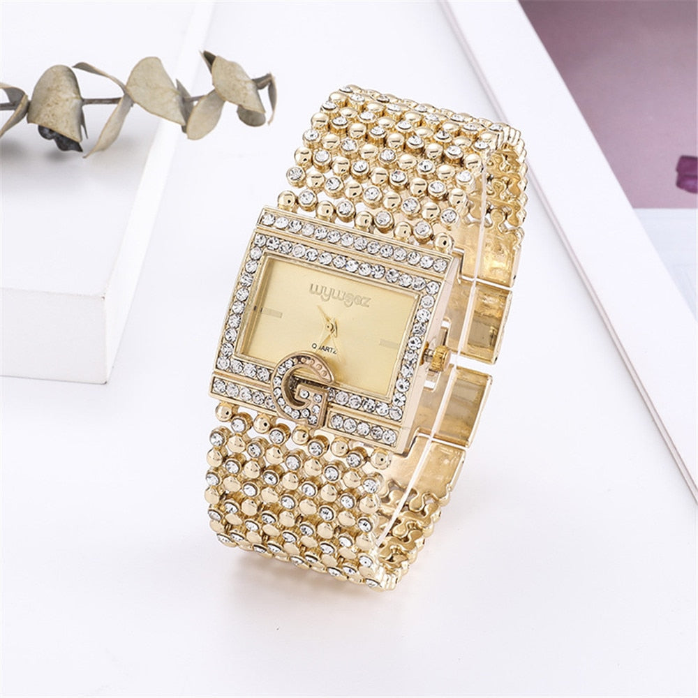 Damen Armband Uhr Mode Fashion Strass Luxus Quartz Business Schmuck