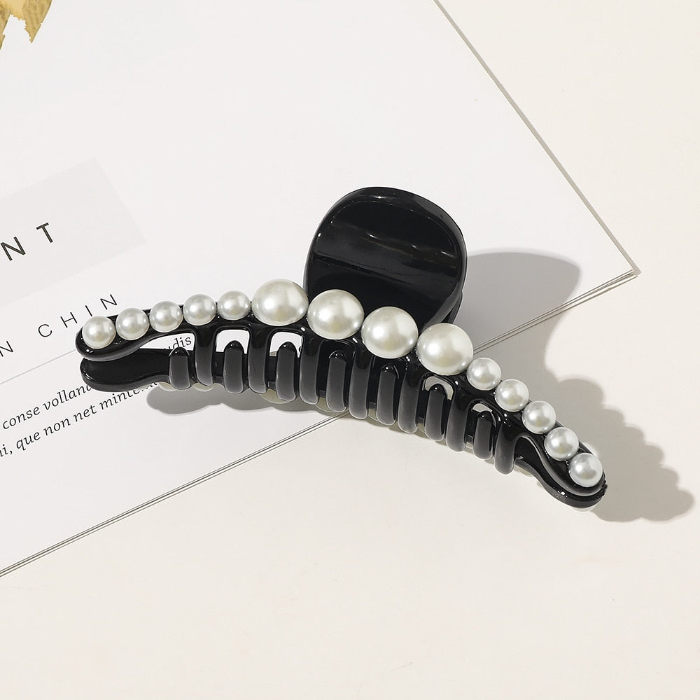 Damen Groß Perlen Haar Klauen Elegant Acryl Haarspange Hyperbole Haarklammer Neu