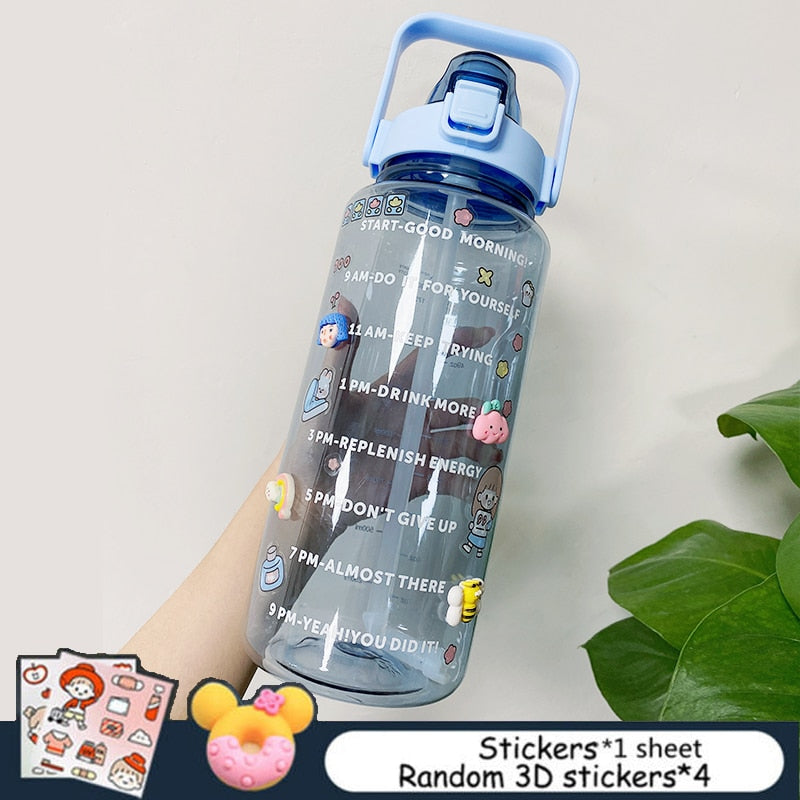2L Trinkflasche Sportflasche Wasserflasche Getränkeflasche BPA-frei Tritanflasche