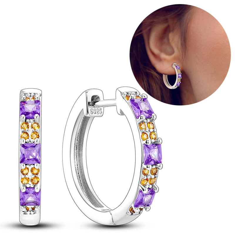 1 Paar Creolen aus 925 sterling Silber Ohrringe Ohrschmuck Zirkonia Ohrstecker