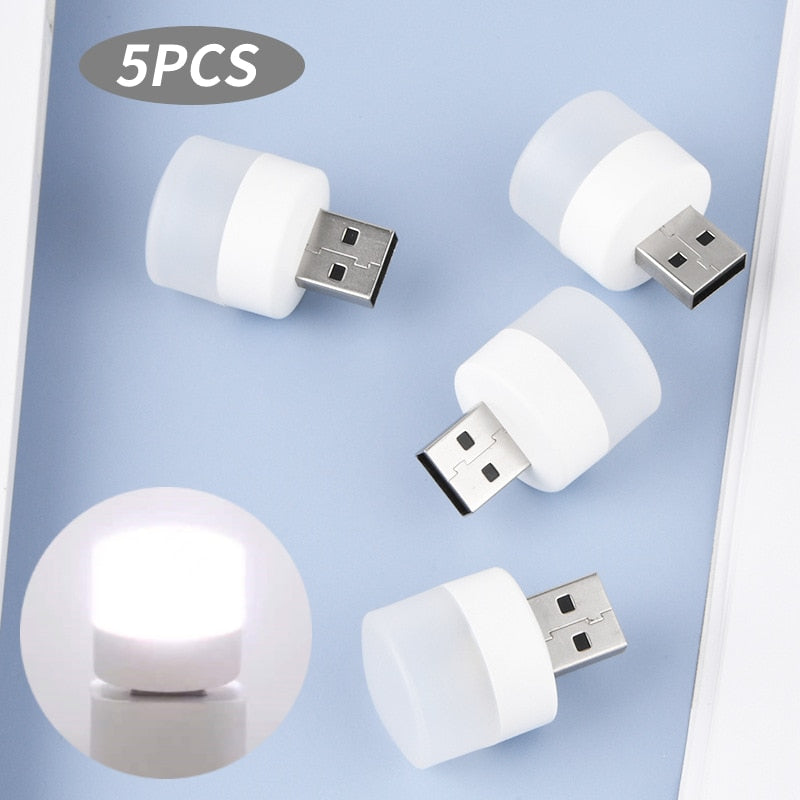 5Stk Mini USB LED Nachtlicht Augenschutz Lampe Computer Nachtlampe Warmweiß
