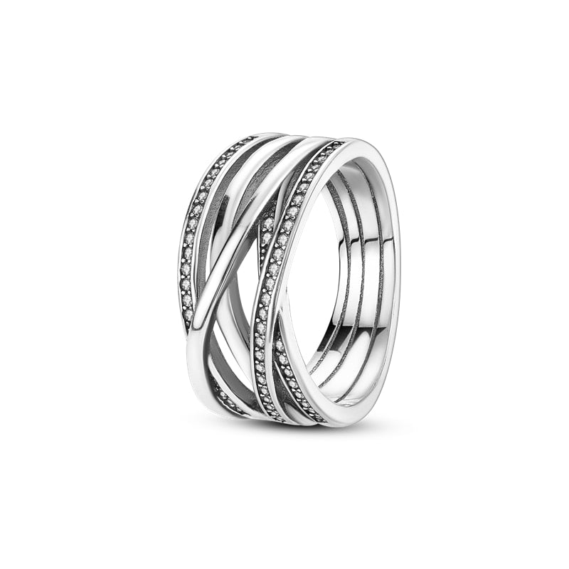 Massiv Sterling Silber 925er Ring filigran Fashion Damenring mit 3A Zirkonia